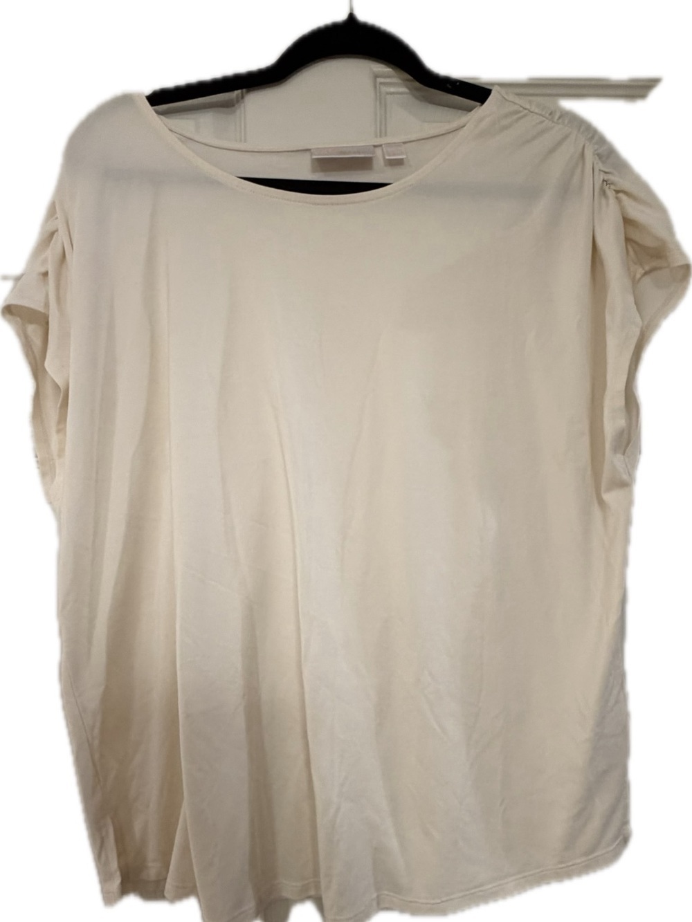 Belle by Kim Gravel Cream Short-Sleeve Tunic Top